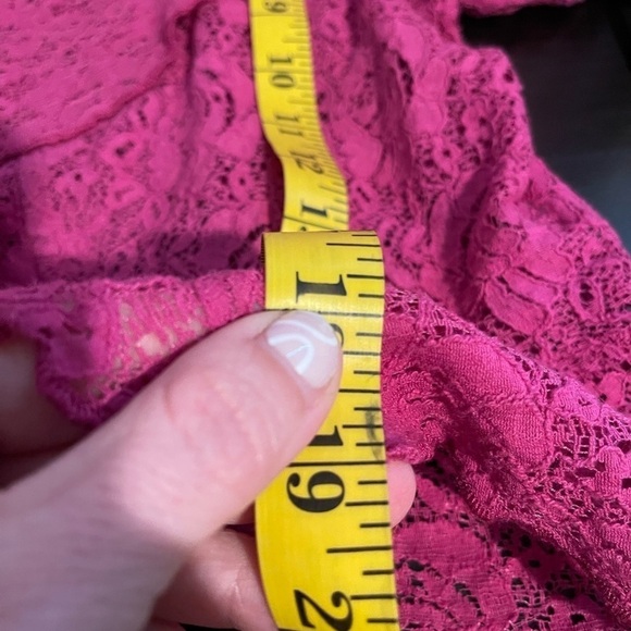Pink Fusia Lace Cropped Ruffle Cotton Blend Cardigan Women’s 1X by Notations - Picture 12 of 12